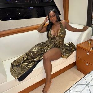 Glamorous Metallic Backless Maxi Dress